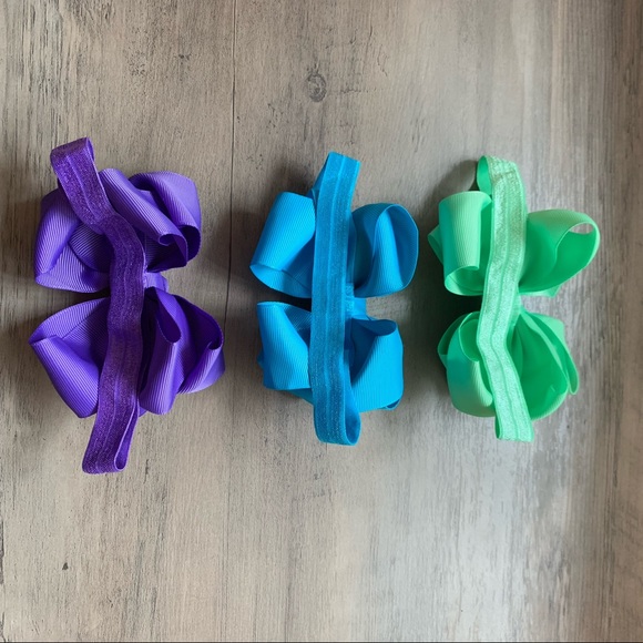 Ribbon Hair bow Elastic Headband set of 6, new - Picture 6 of 8